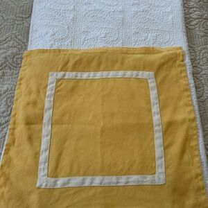 Set of 2 Pottery Barn Linen Pillow Covers 20-inch Square Yellow & White